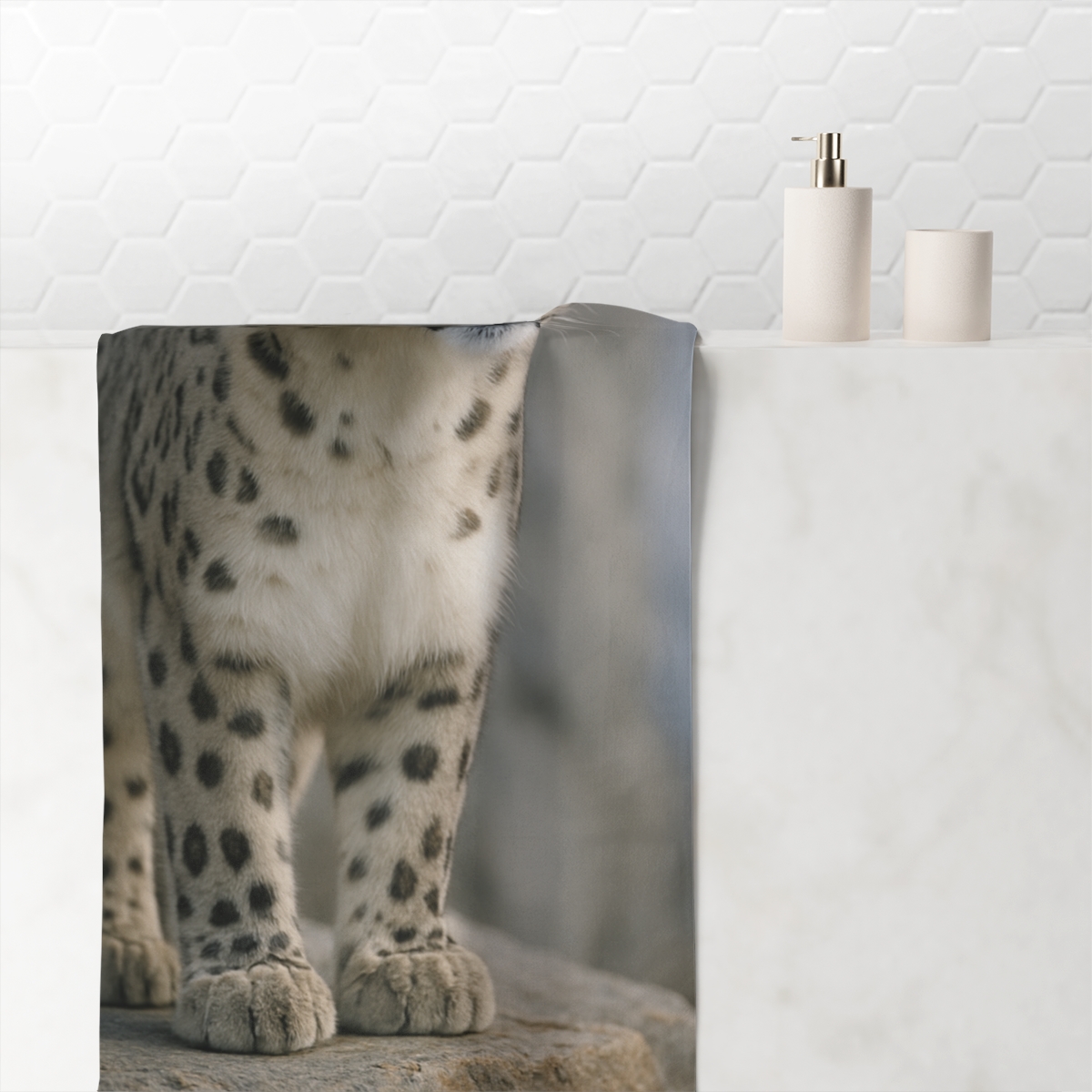 Mist Cliff Snow Leopard decorative home towels