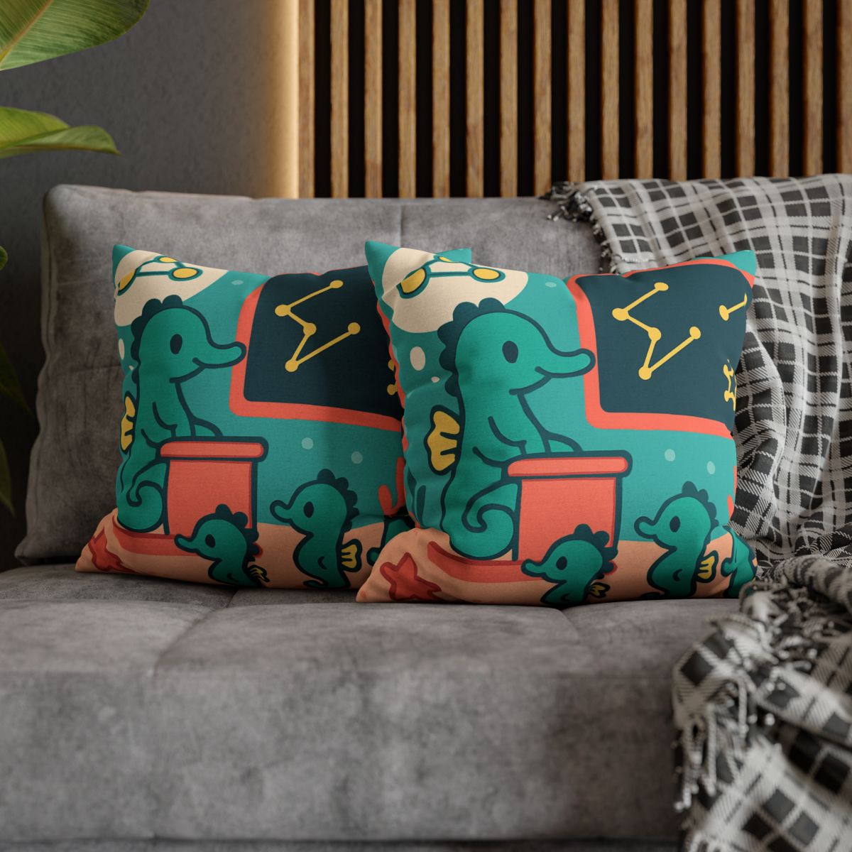 Starry Seahorse School personalized pillow covers