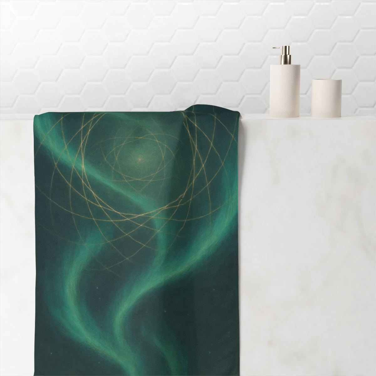 Aurora Spiral Lattice personalized bath towels