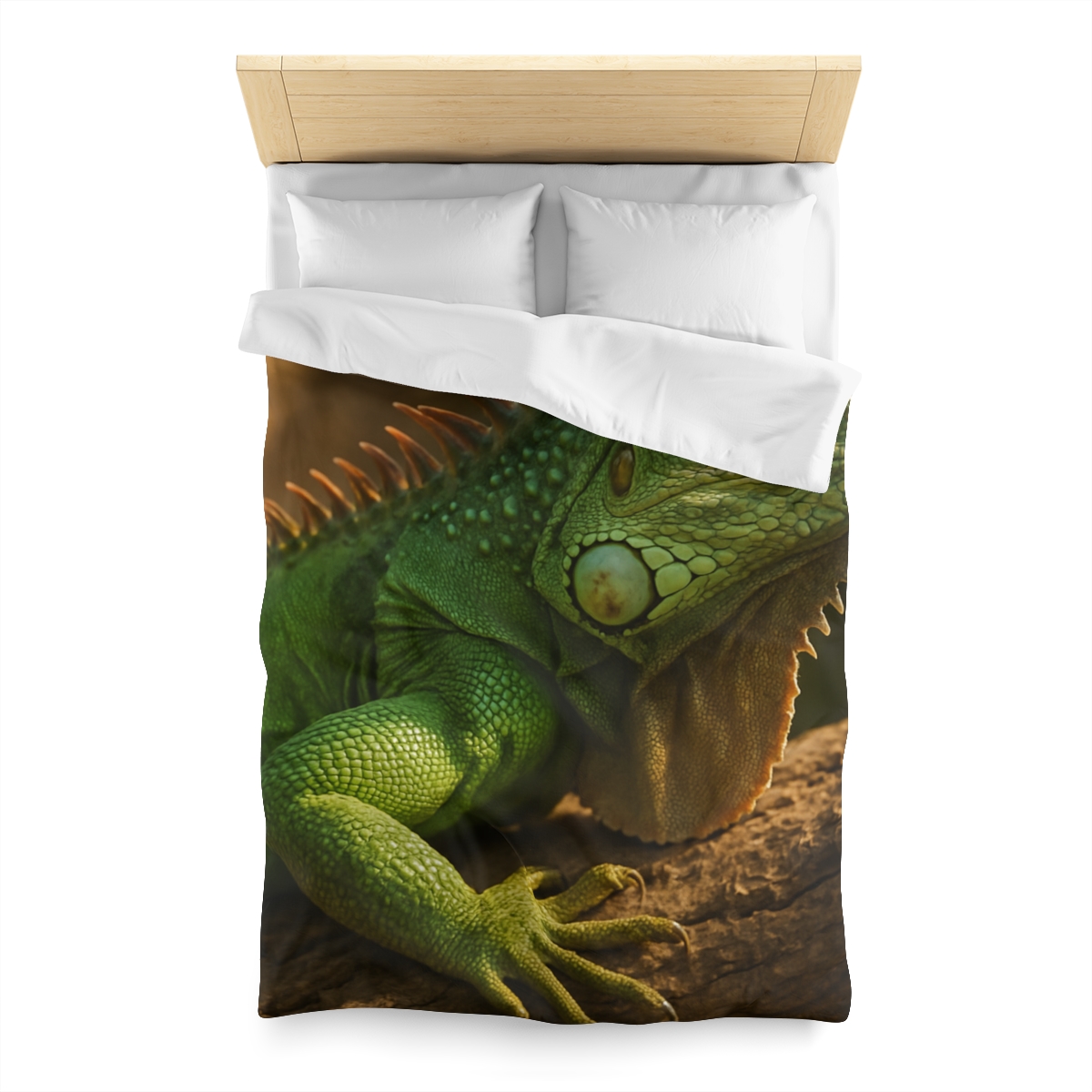 Sunlit Perch Green Iguana custom duvets