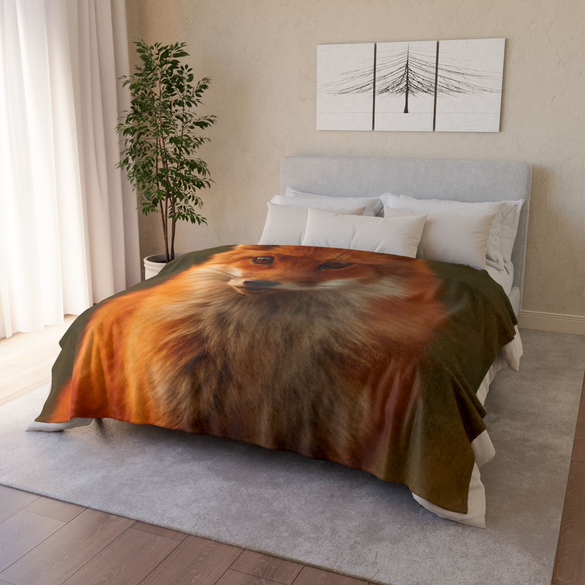 Crimson Whisper Red Fox decorative home blankets