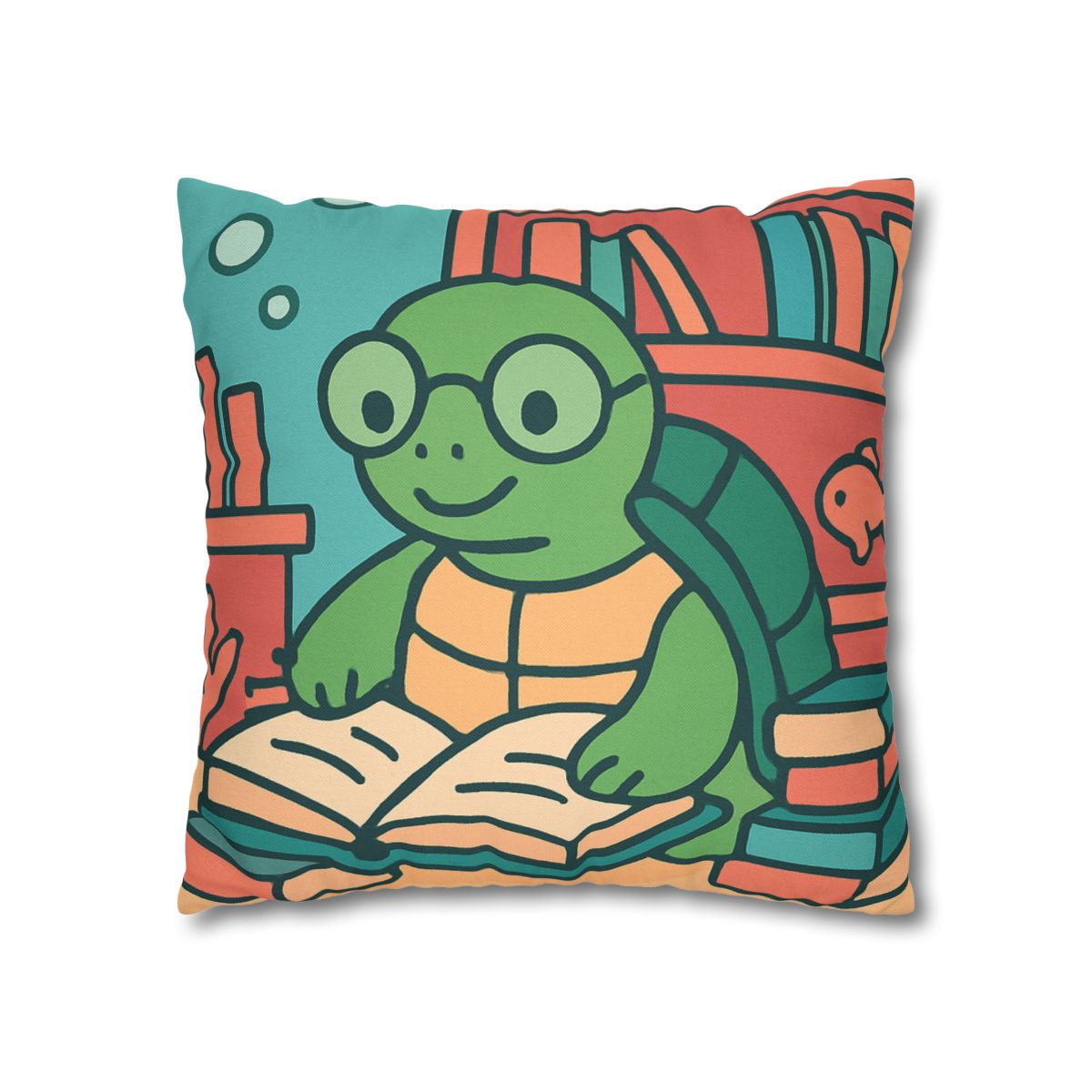 Underwater Library With Bookish Turtle unique gift pillow cases
