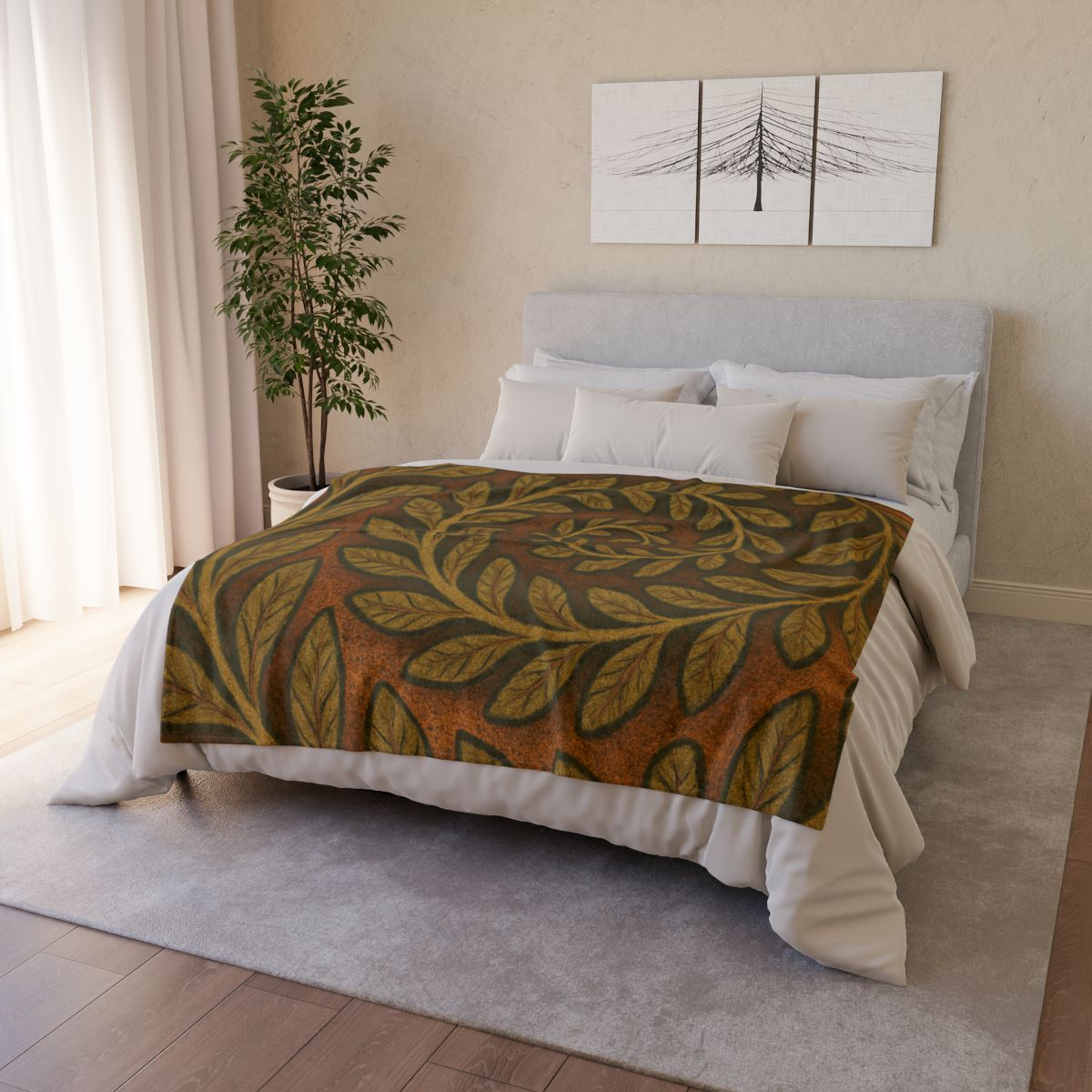 Frond Spiral Weave designer printed blankets