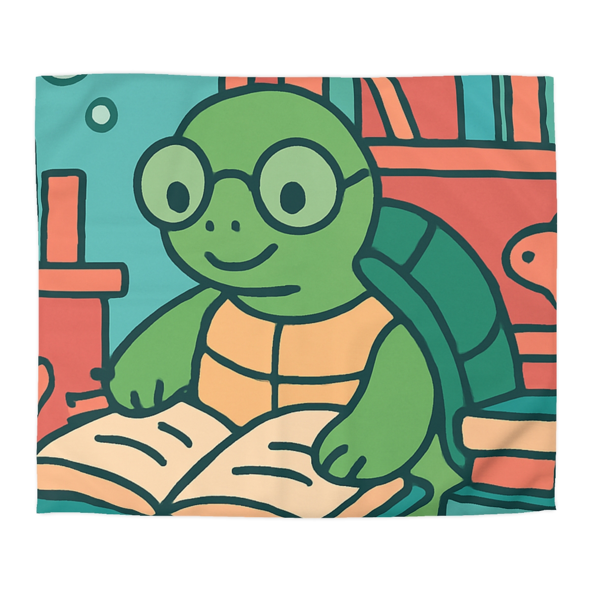 Underwater Library With Bookish Turtle designer printed duvets