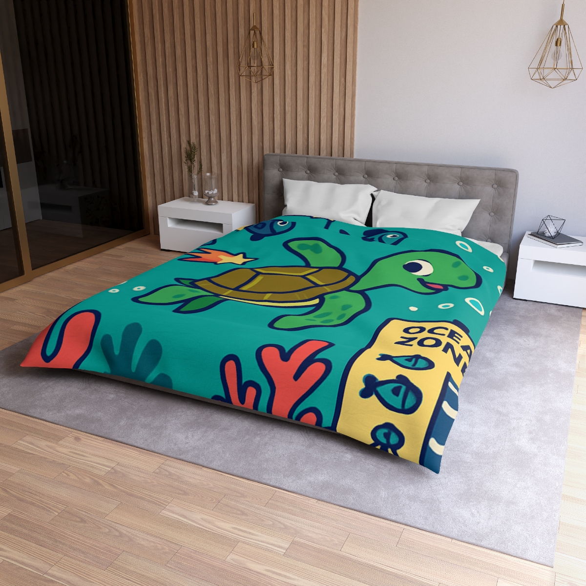 Coral Comet Turtle Parade unique patterned duvets