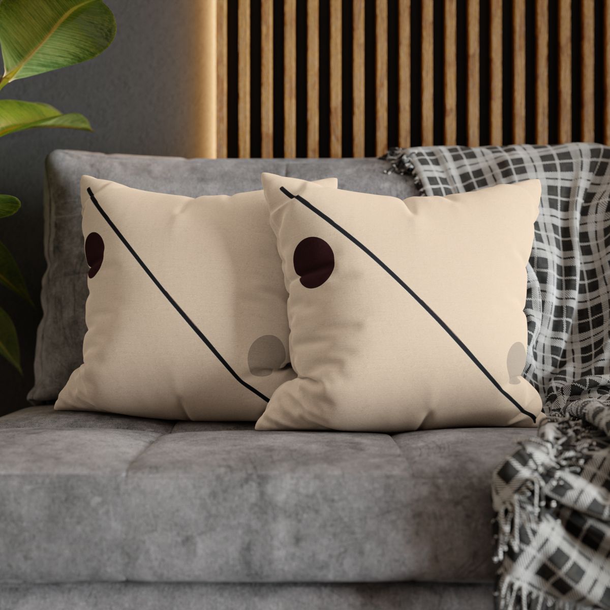 Diagonal Line And Twin Circles soft cotton pillow cases