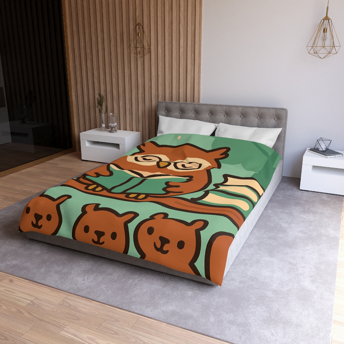 Forest Library Owl designer printed duvets