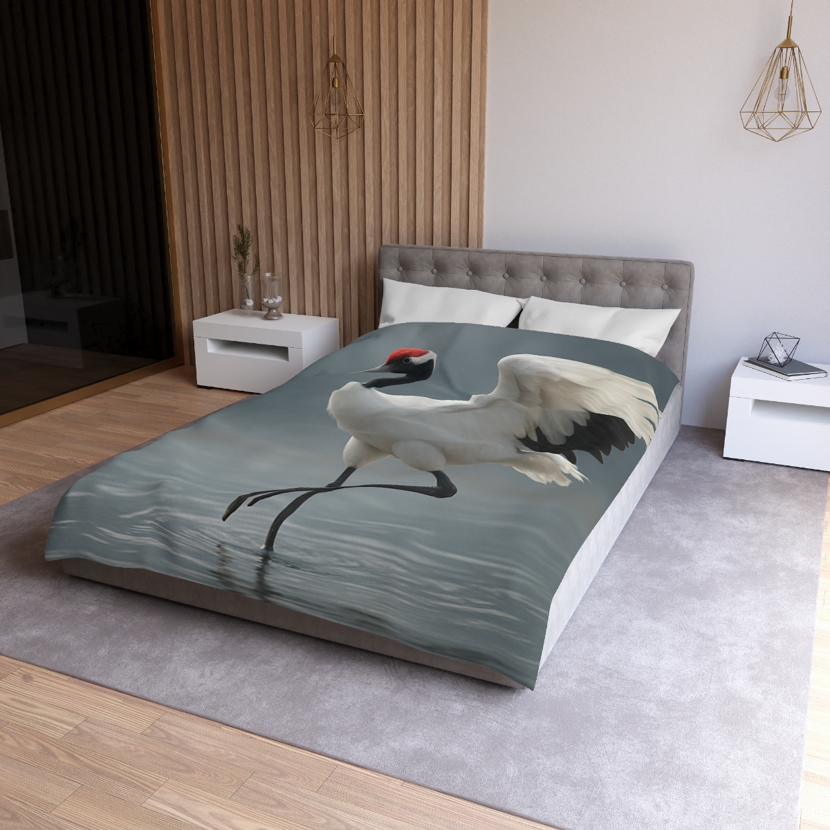 Mist Dancer Red Crowned Crane trendy bedroom duvets