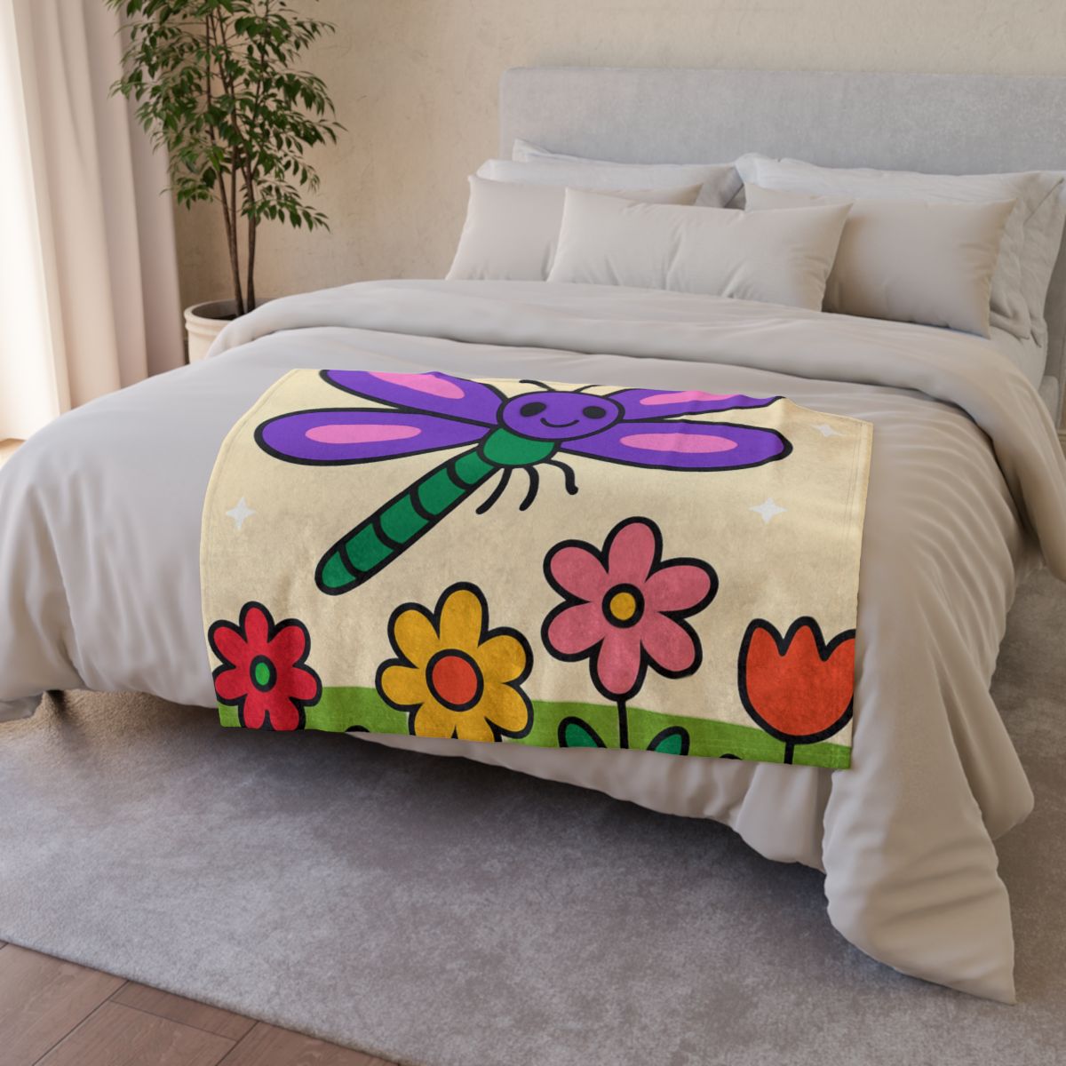 Nebula Dragonfly Garden soft fleece blankets