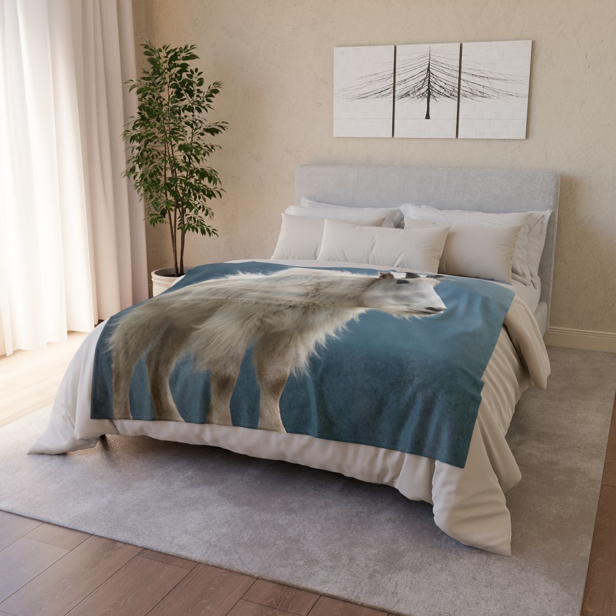 Glimmer Peak Mountain Goat designer printed blankets