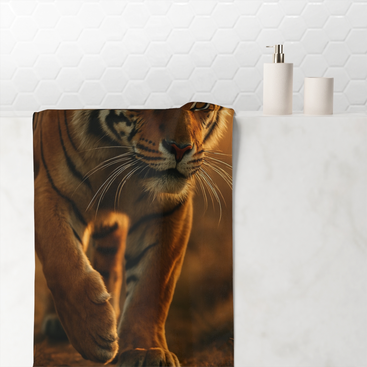 Bengal Tiger Forest Stalker designer printed towels