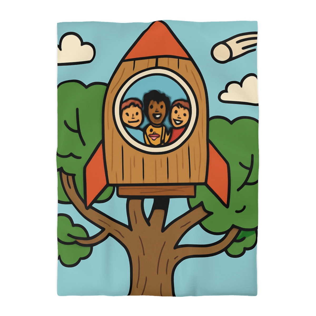 Time Traveling Treehouse Rocket trendy bedroom duvets