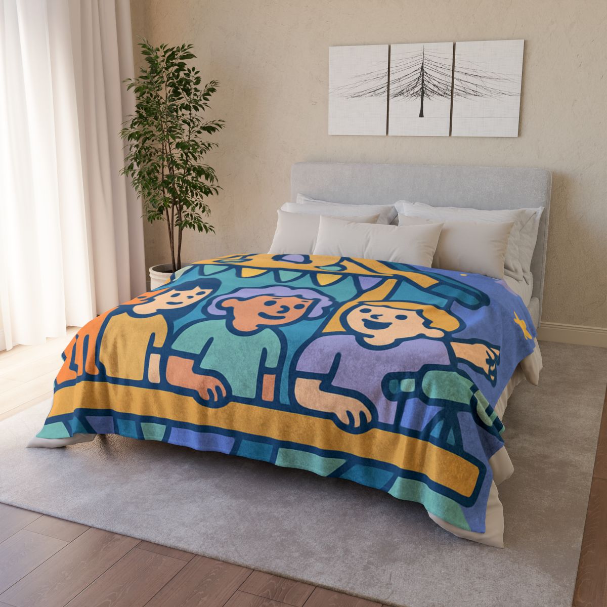 Galaxy Treehouse Explorers personalized cozy blankets