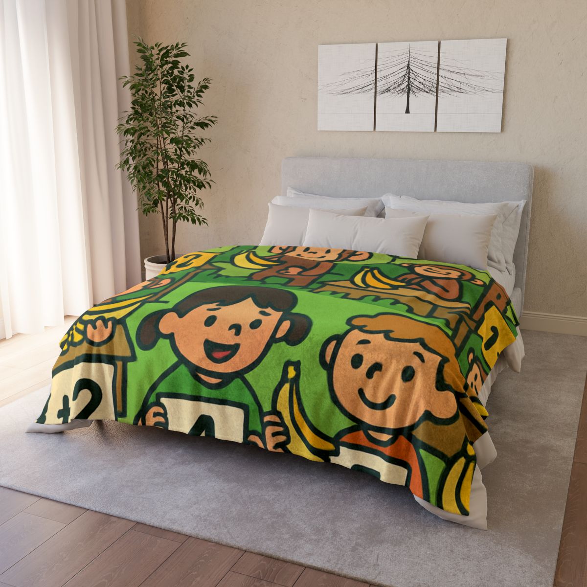 Jungle Math Monkey Market custom blankets