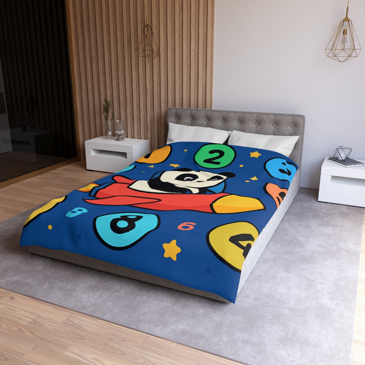 Rocket Panda And The Number Planets soft comforter duvets
