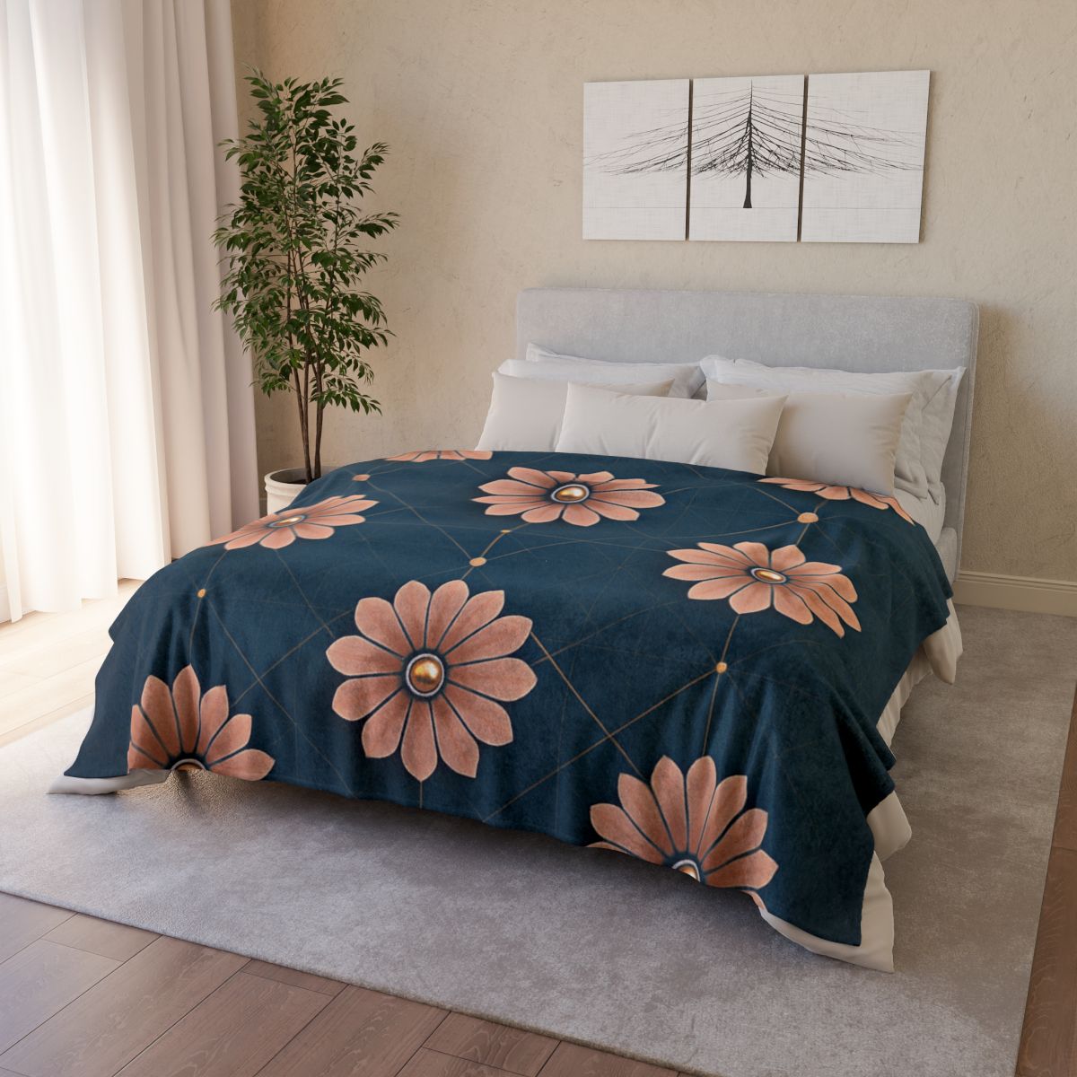 Blossom Orbit Grid decorative home blankets