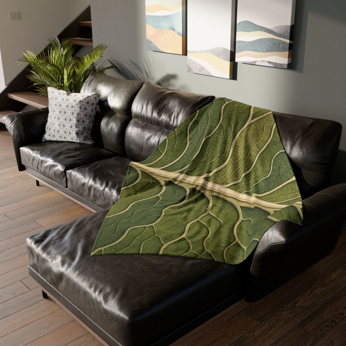 Leaf Vein Topography custom blankets