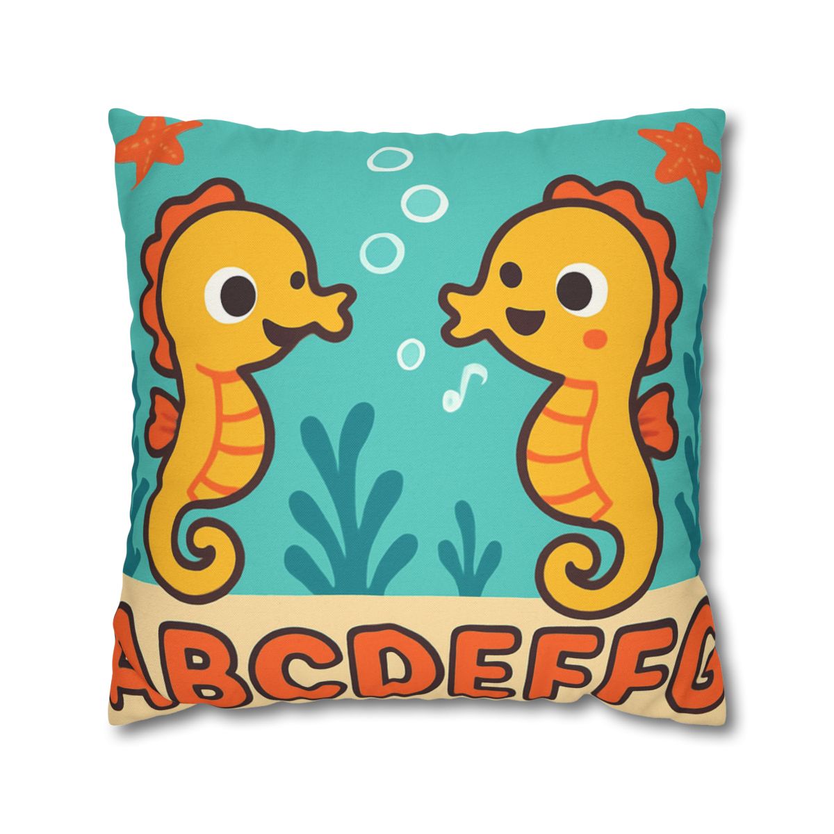Underwater Alphabet Reef With Singing Seahorses personalized pillow covers