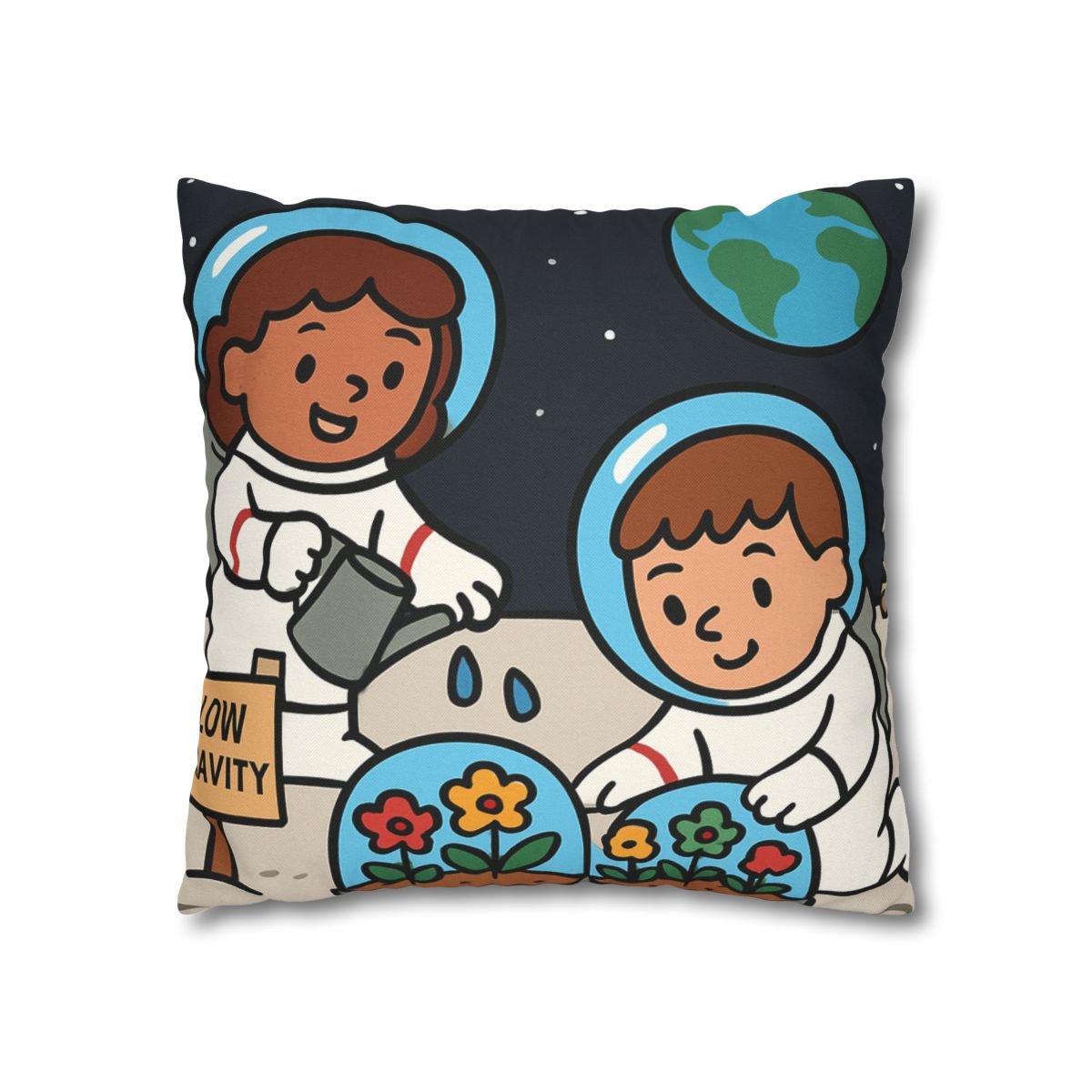Gravity Garden On The Moon soft cotton pillow cases