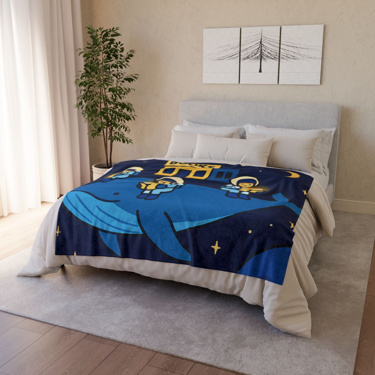 Starlight Library On A Floating Whale trendy patterned blankets
