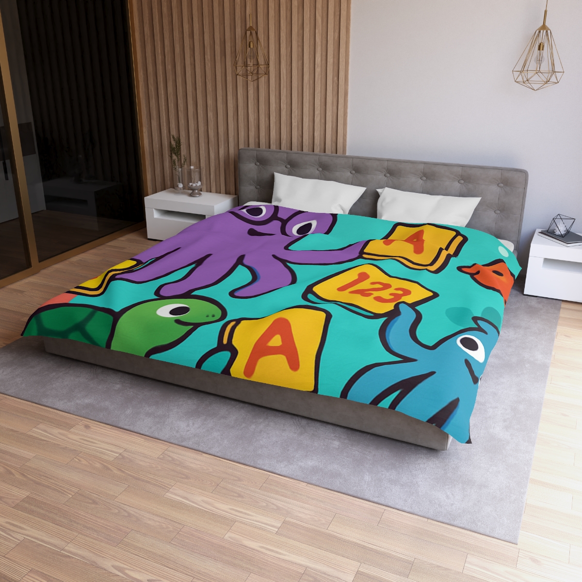 Octopus Librarian In Coral Reef School personalized bedding duvets