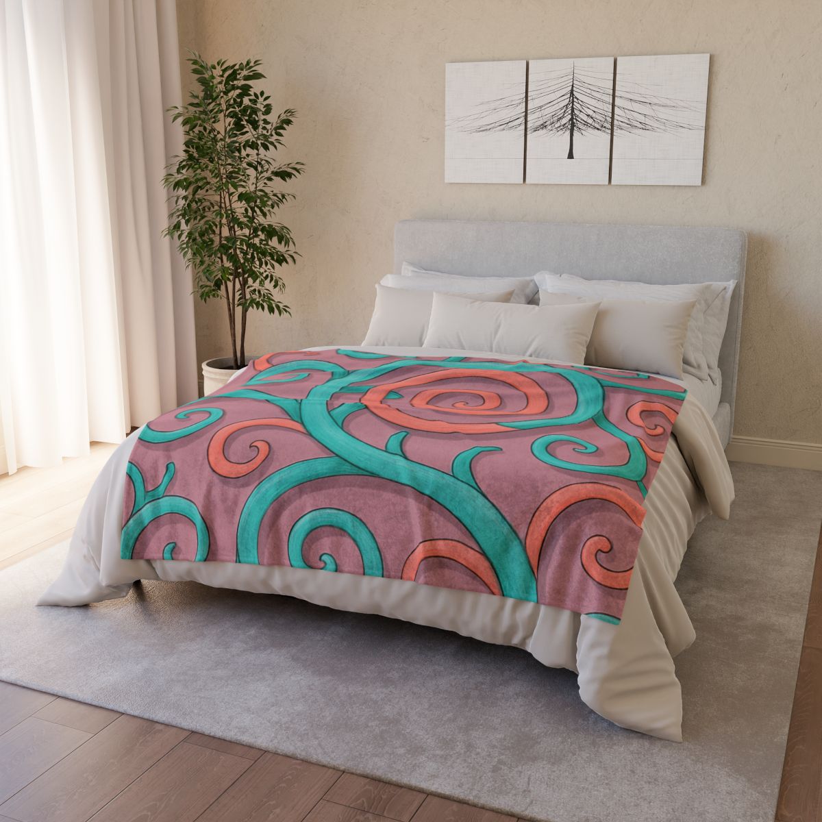 Tendril Spiral Mosaic decorative home blankets
