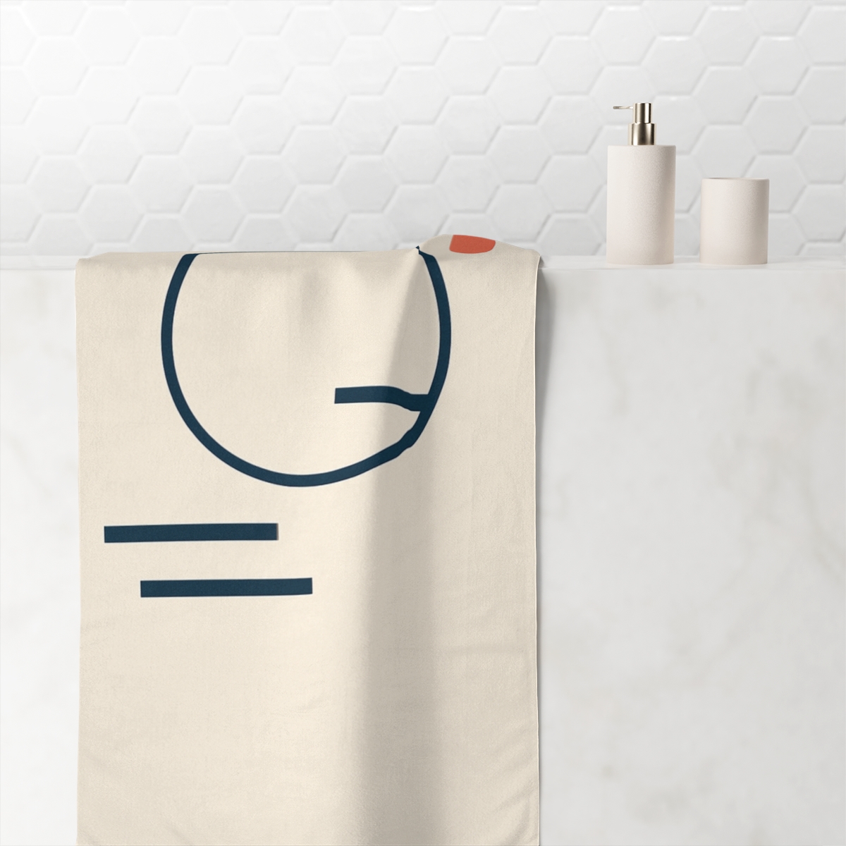 Offset Ring With Three Quiet Bars personalized bath towels