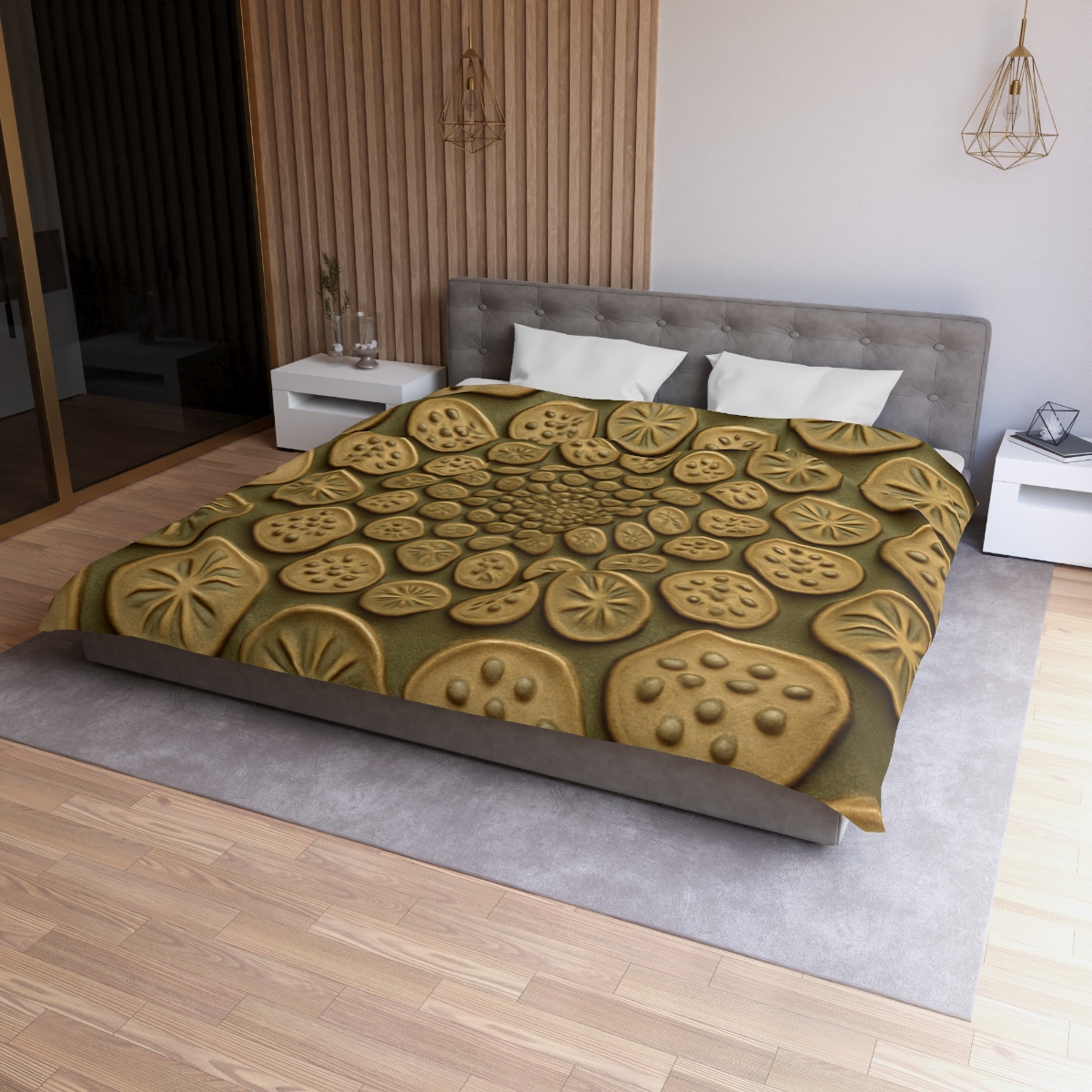 Seed Pod Micro Spiral Array designer printed duvets