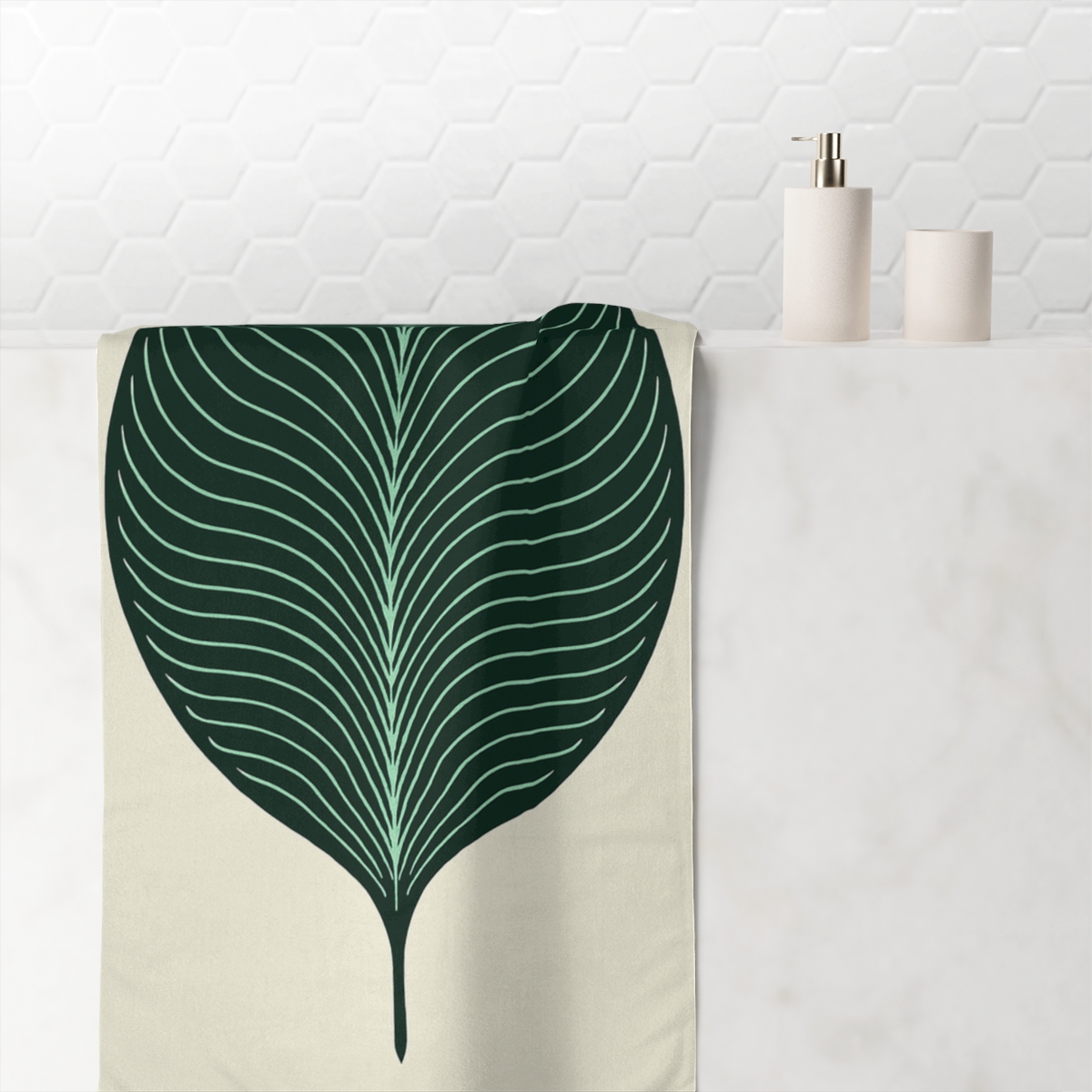 Leaf Vein Topography Lines designer printed towels