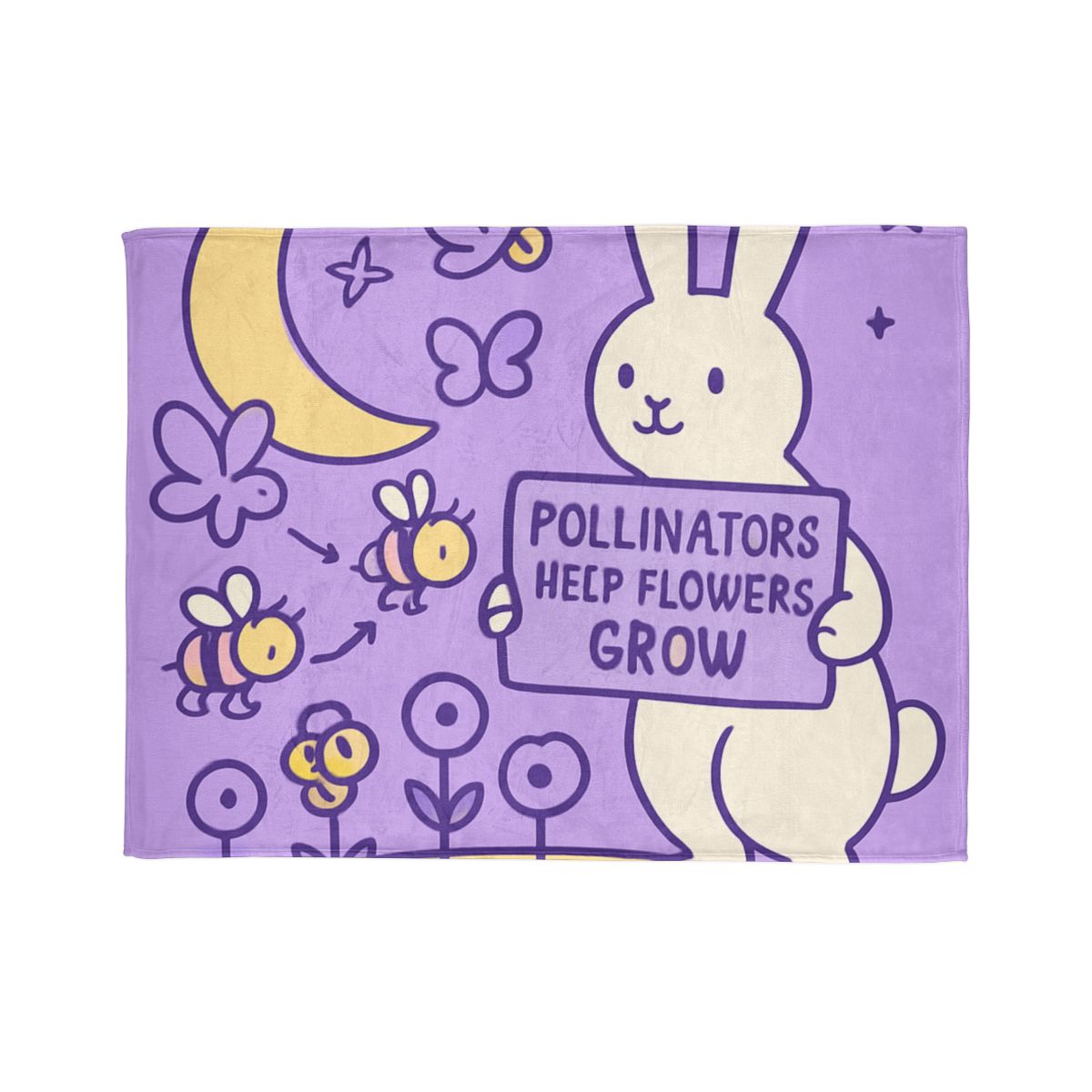 Moon Garden Pollinator Parade designer printed blankets