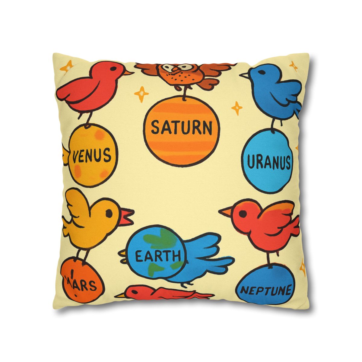 Solar System Circus Of Birds soft cotton pillow cases