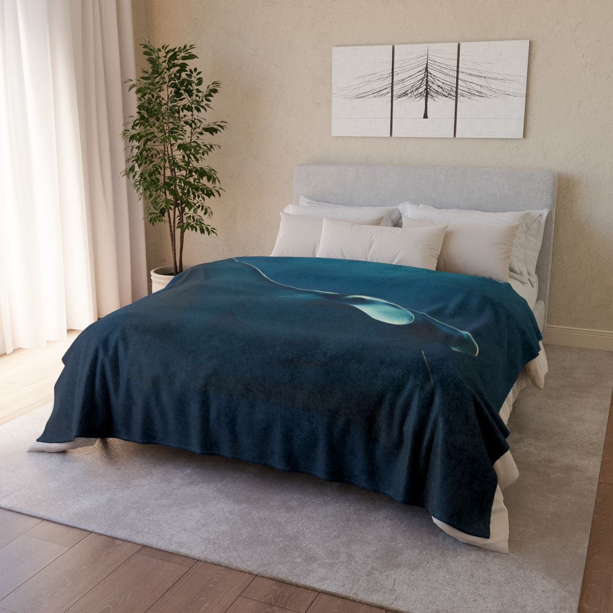 Starlit Glide Manta Ray designer printed blankets