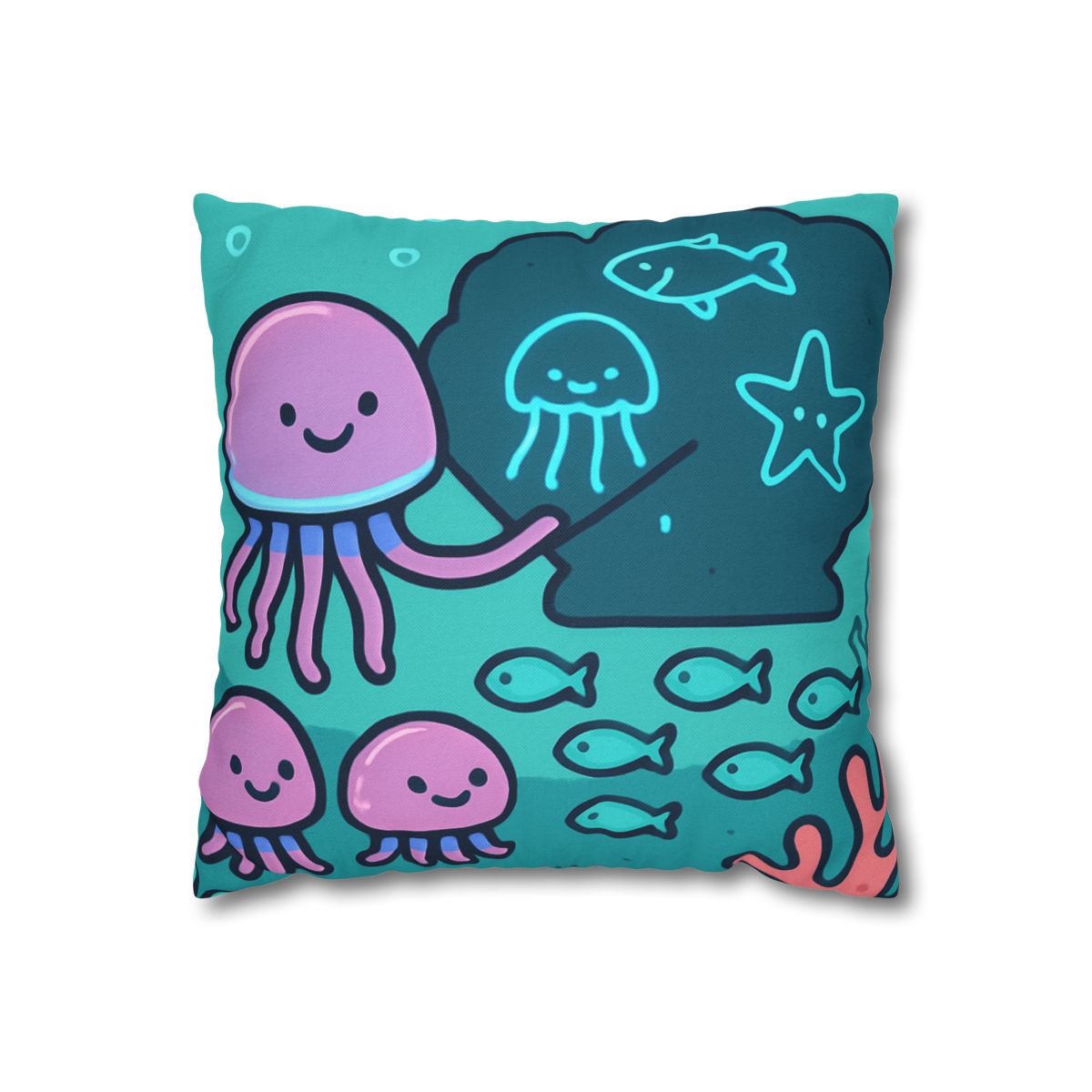 Bioluminescent Reef School With Glow Jellyfish custom pillow cases