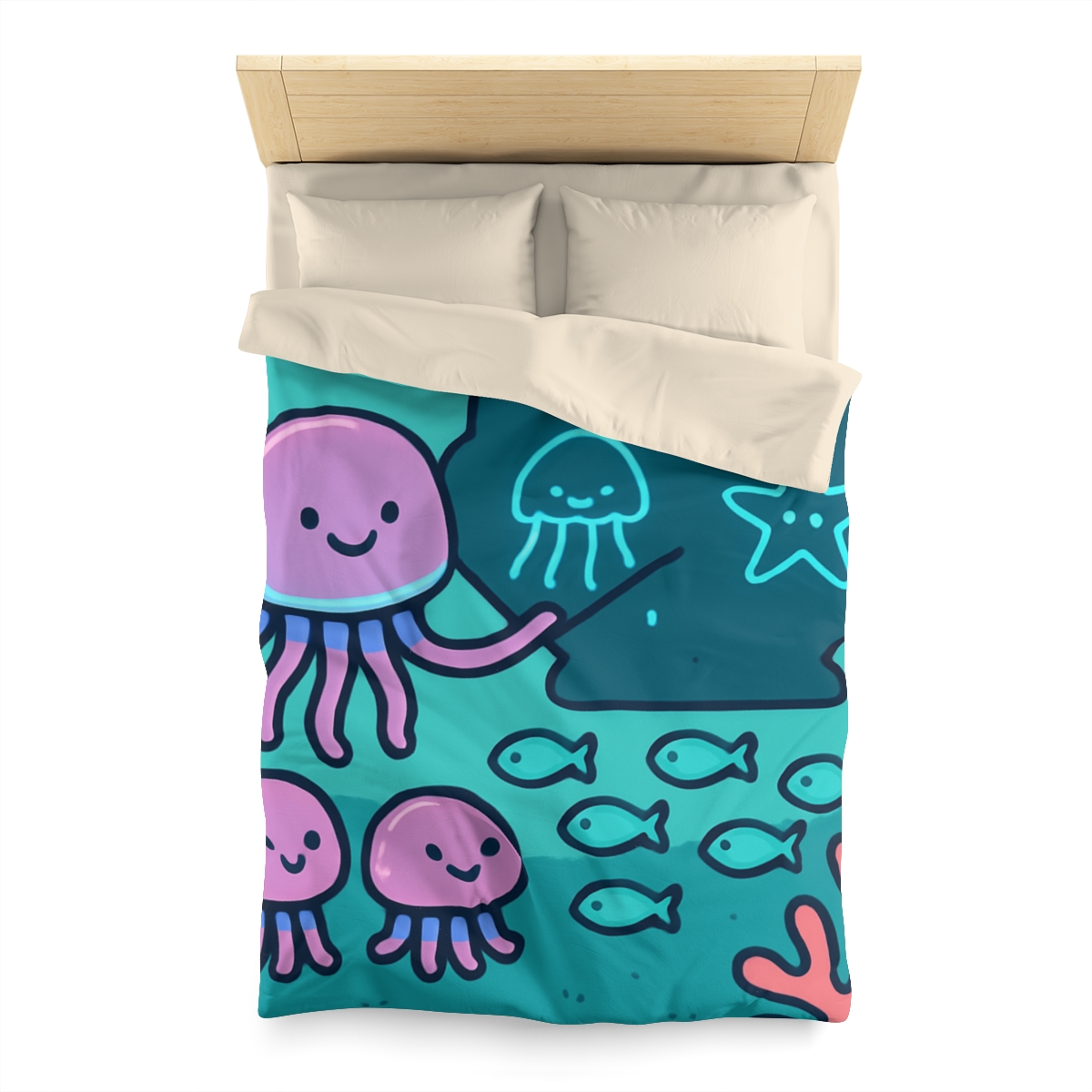 Bioluminescent Reef School With Glow Jellyfish personalized bedding duvets