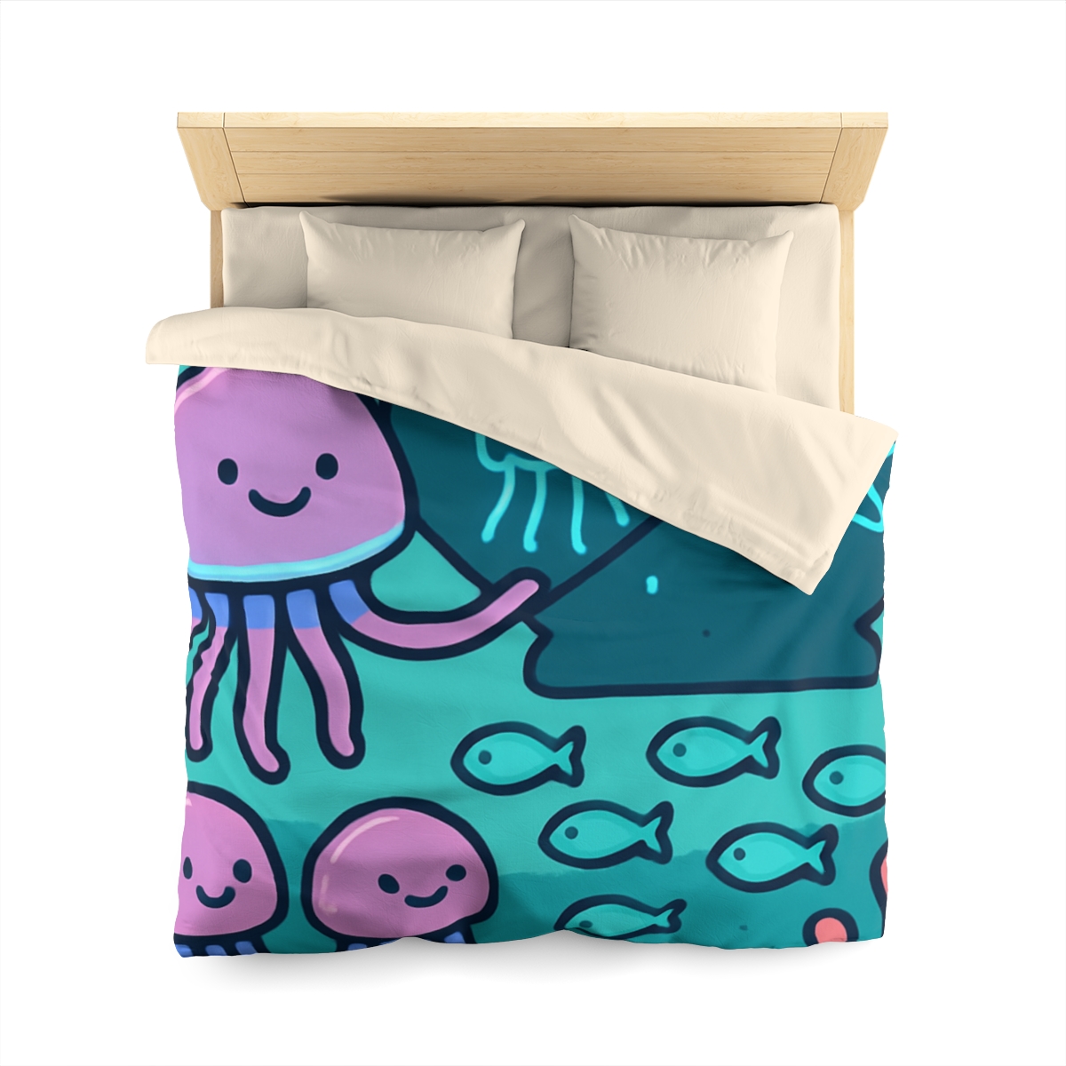 Bioluminescent Reef School With Glow Jellyfish personalized bedding duvets