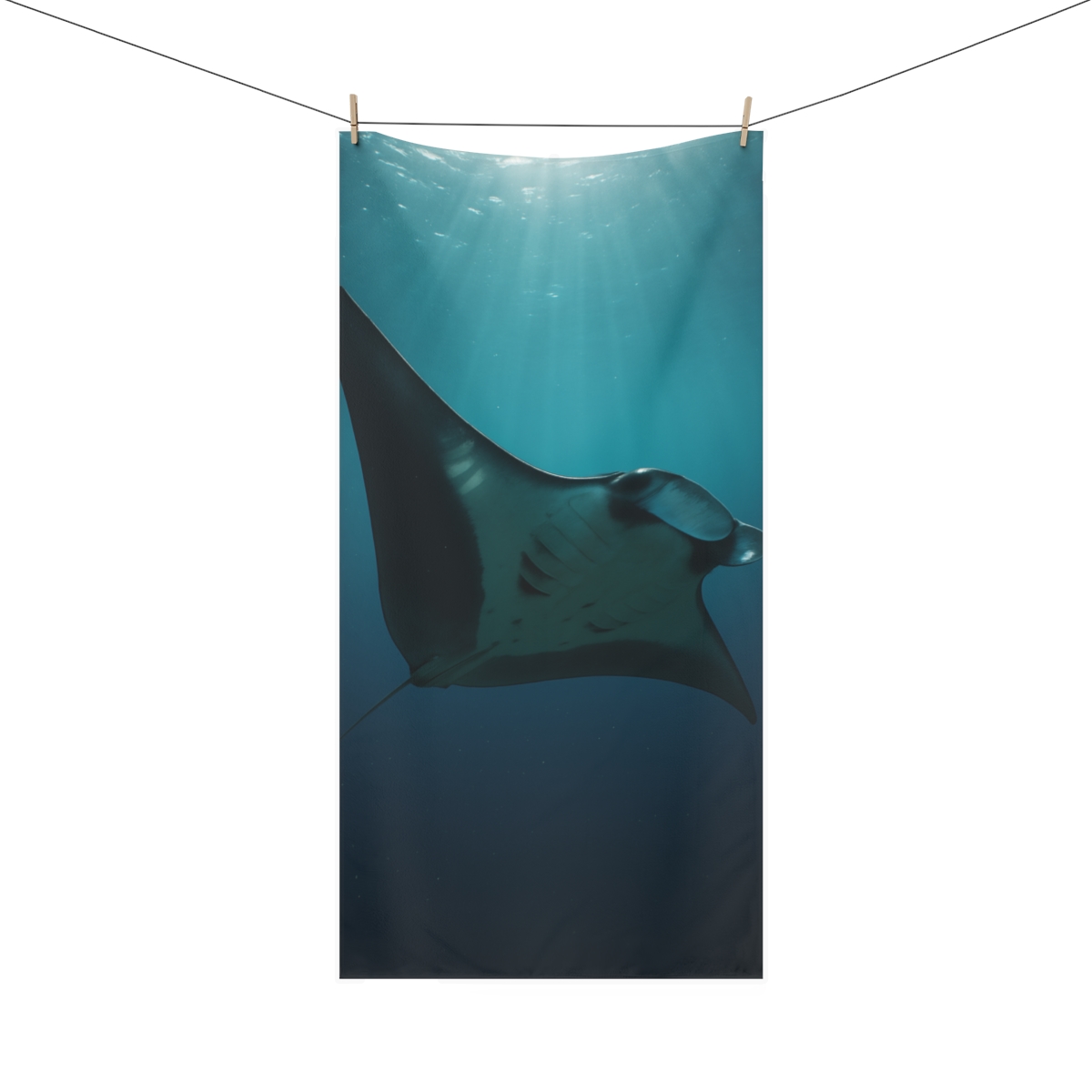 Blue Current Manta Ray designer printed towels