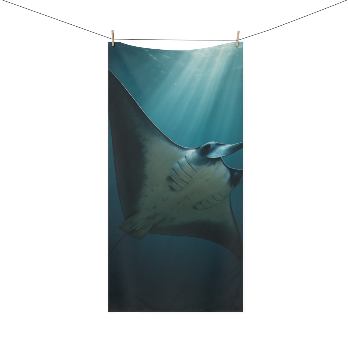 Blue Gravity Manta Ray personalized bath towels