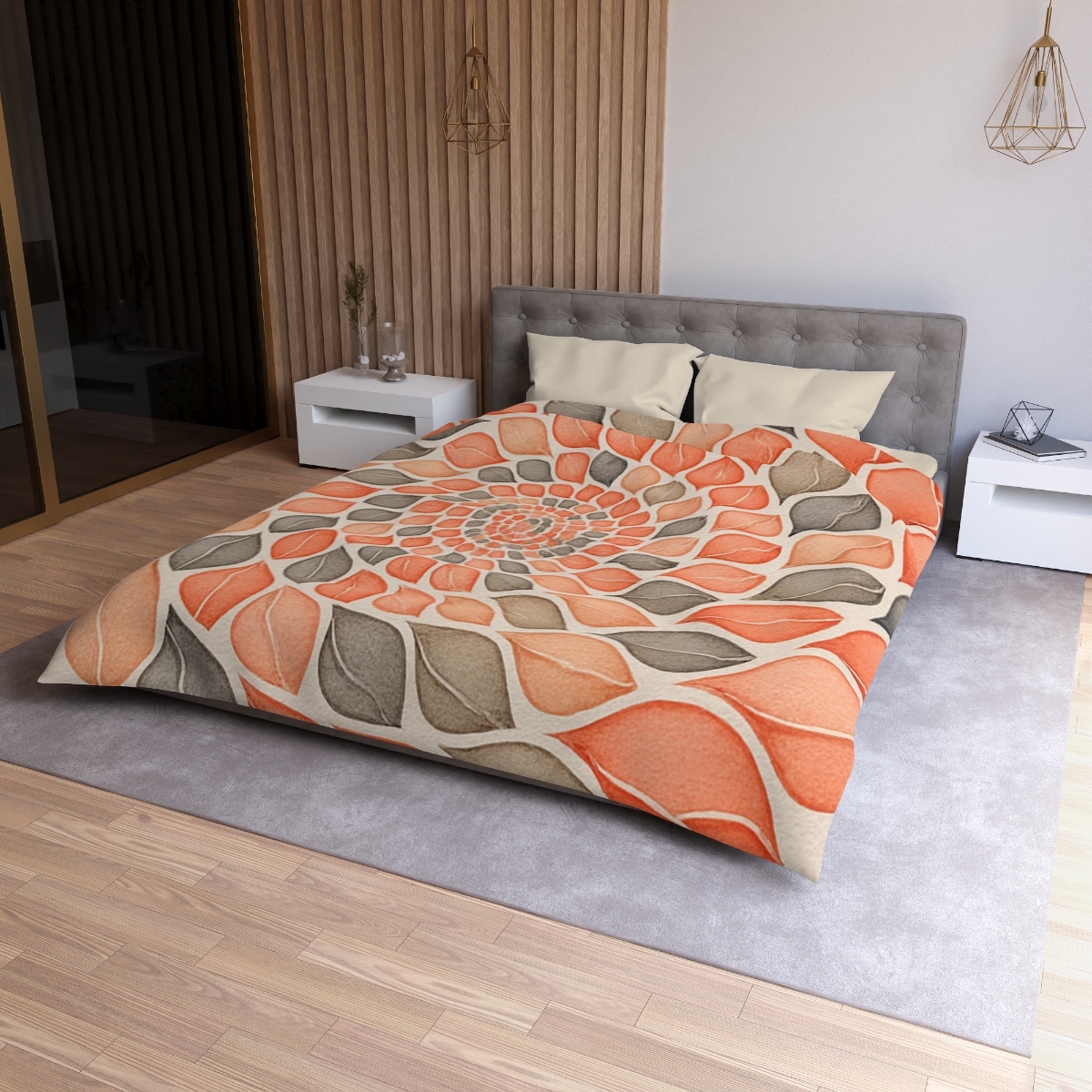 Bud Spiral Time Mosaic designer printed duvets