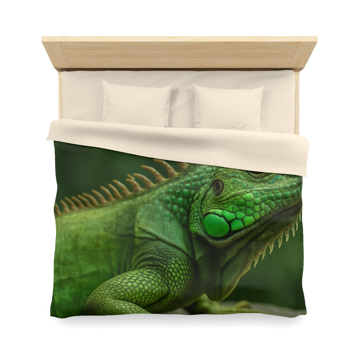 Stone Watcher Green Iguana designer printed duvets