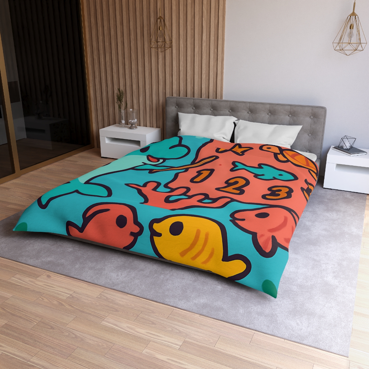 Cosmic Coral Reef Classroom personalized bedding duvets