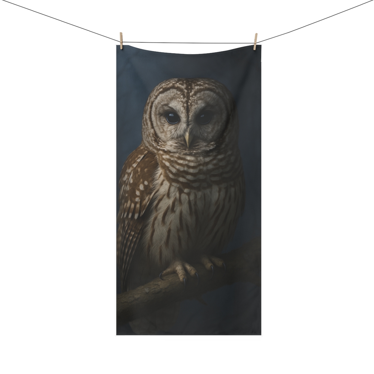 Night Echo Barred Owl trendy hand towels