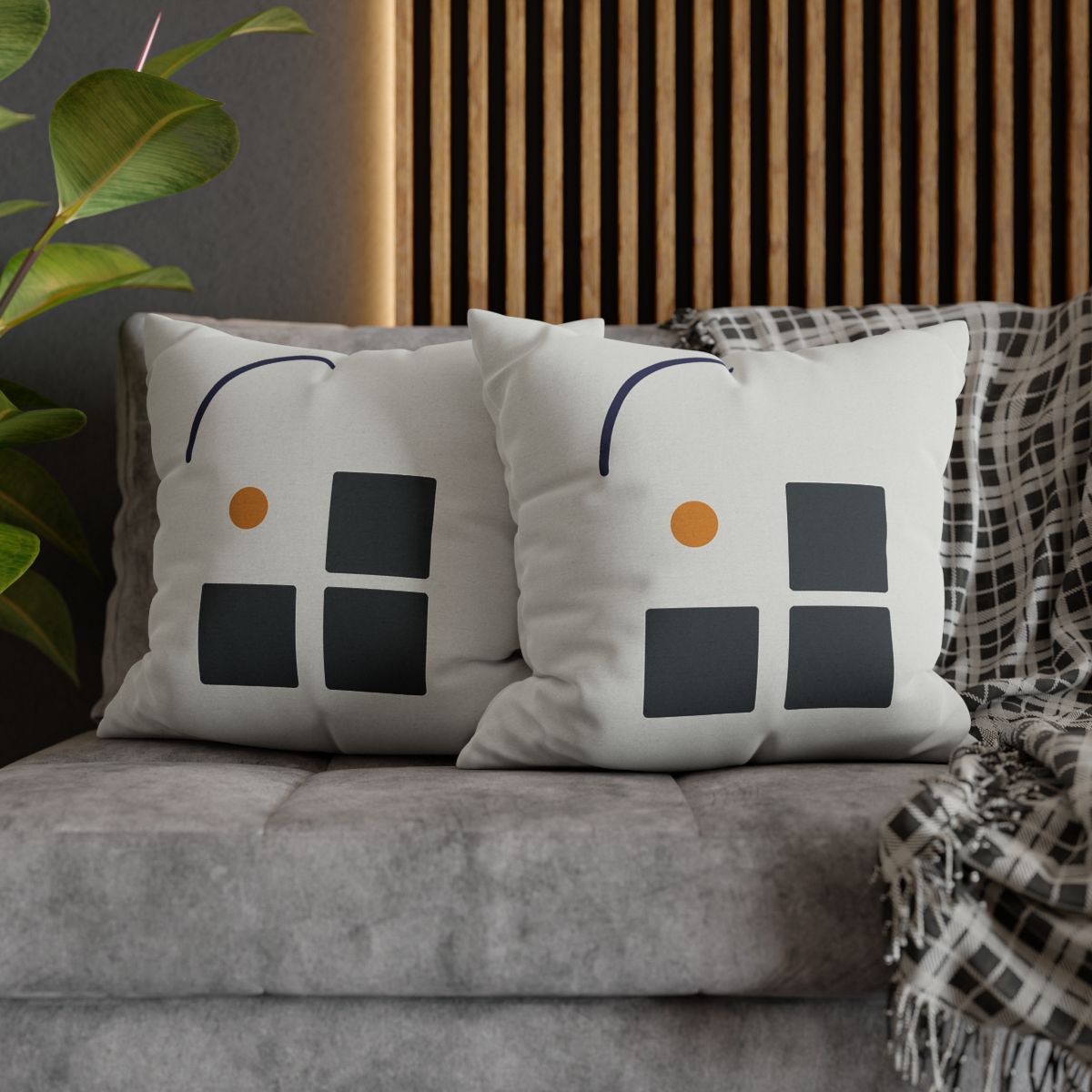 Missing Cell Grid With Offset Arc soft cotton pillow cases