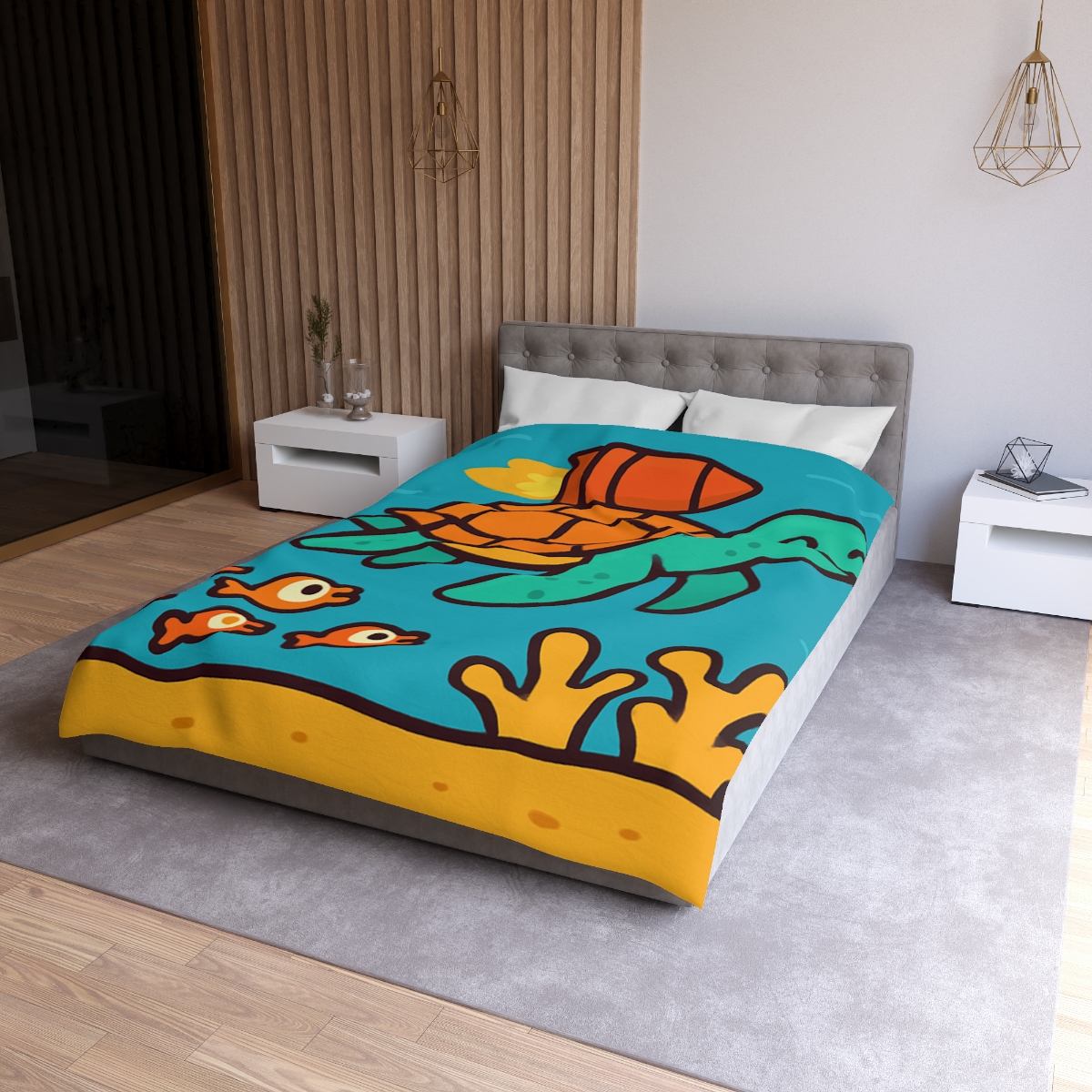 Rocket Powered Turtle Reef soft comforter duvets