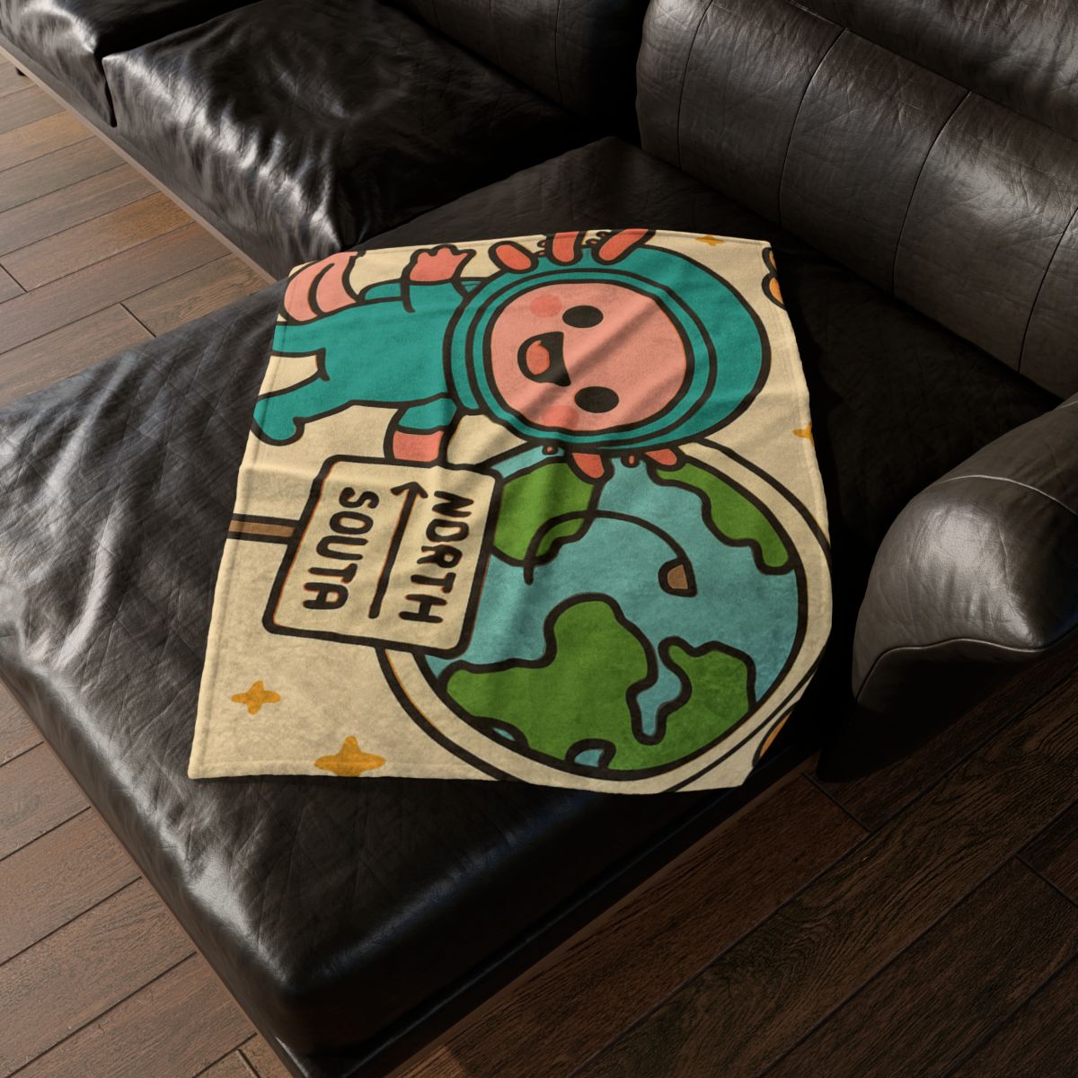 Luna The Axolotl Astronaut And The Bubble Planet Map stylish throw blankets
