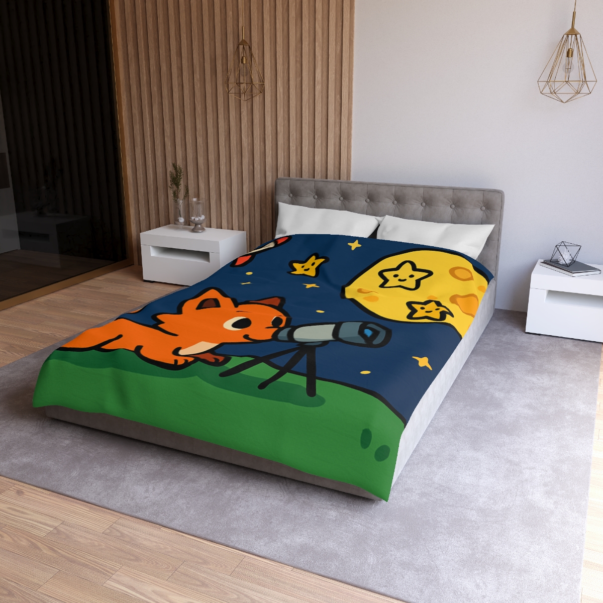 Stargazer Fox In The Moon Meadow warm winter duvets