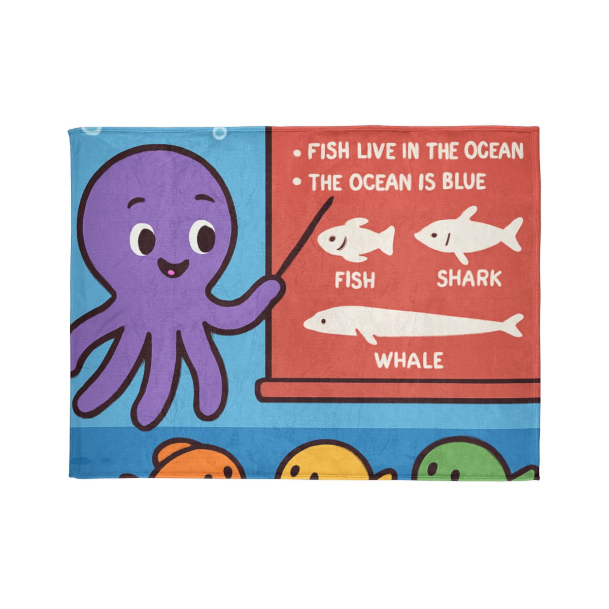 Coral Classroom With Professor Octopus decorative home blankets