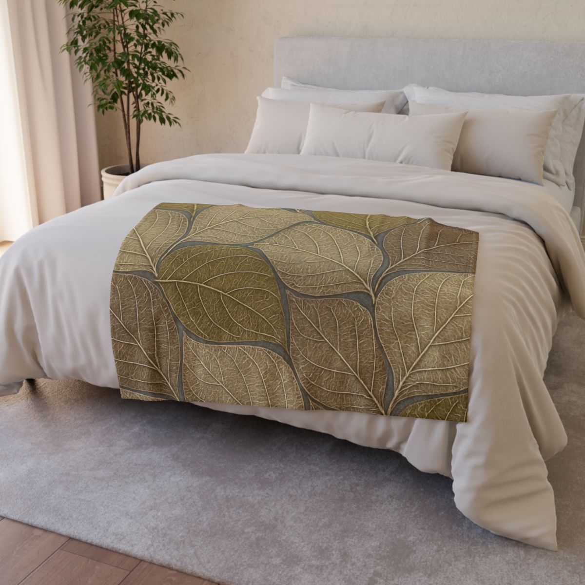 Leaf Skeleton Mosaic soft fleece blankets