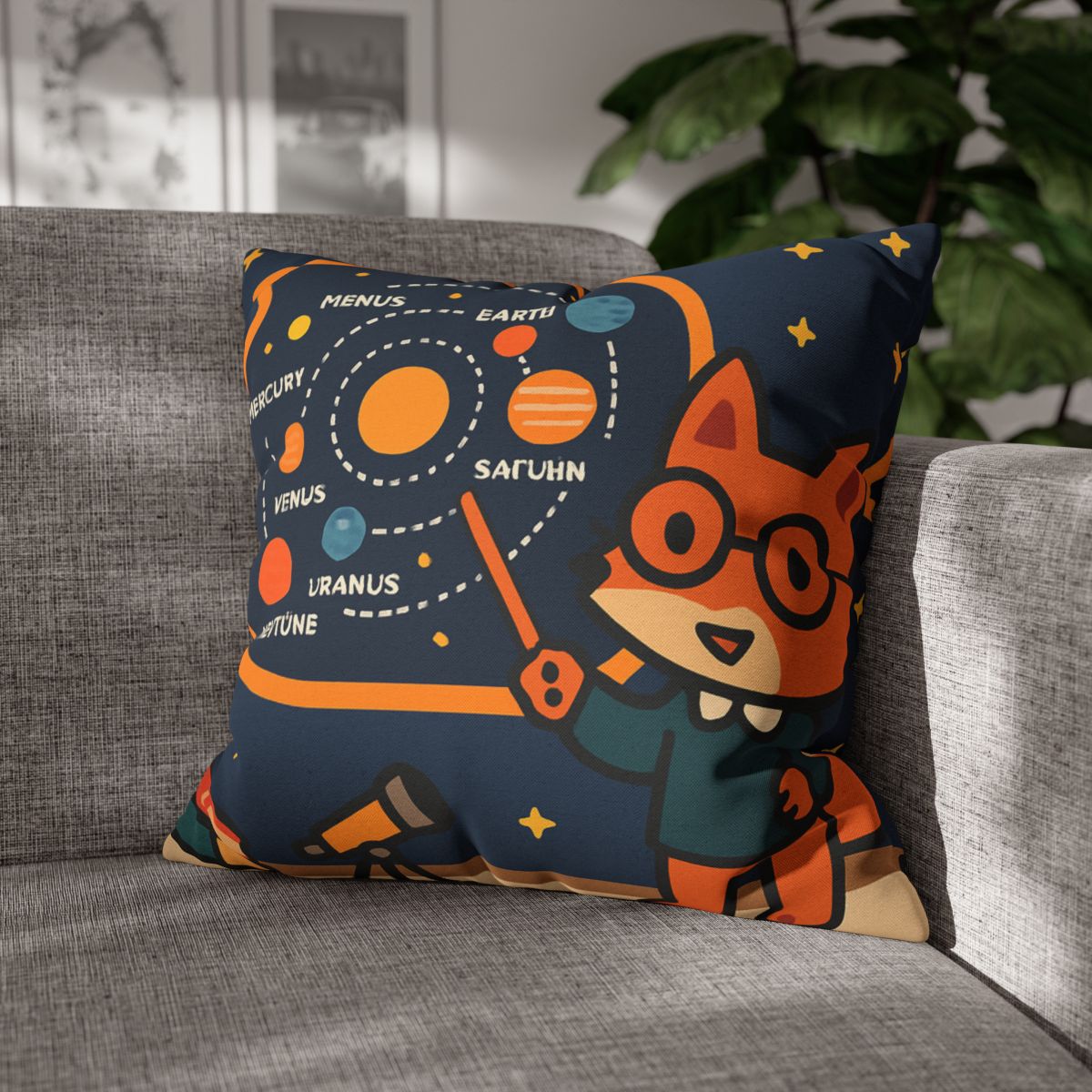 Comet Classroom With Star Map Fox trendy patterned pillow cases