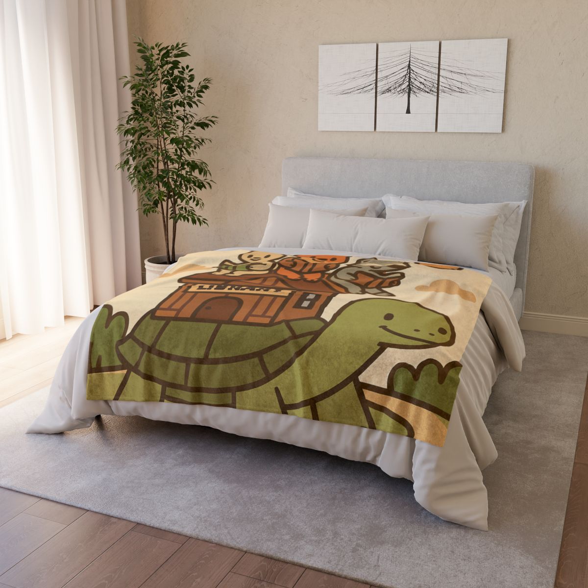 Time Traveling Turtle Library designer printed blankets