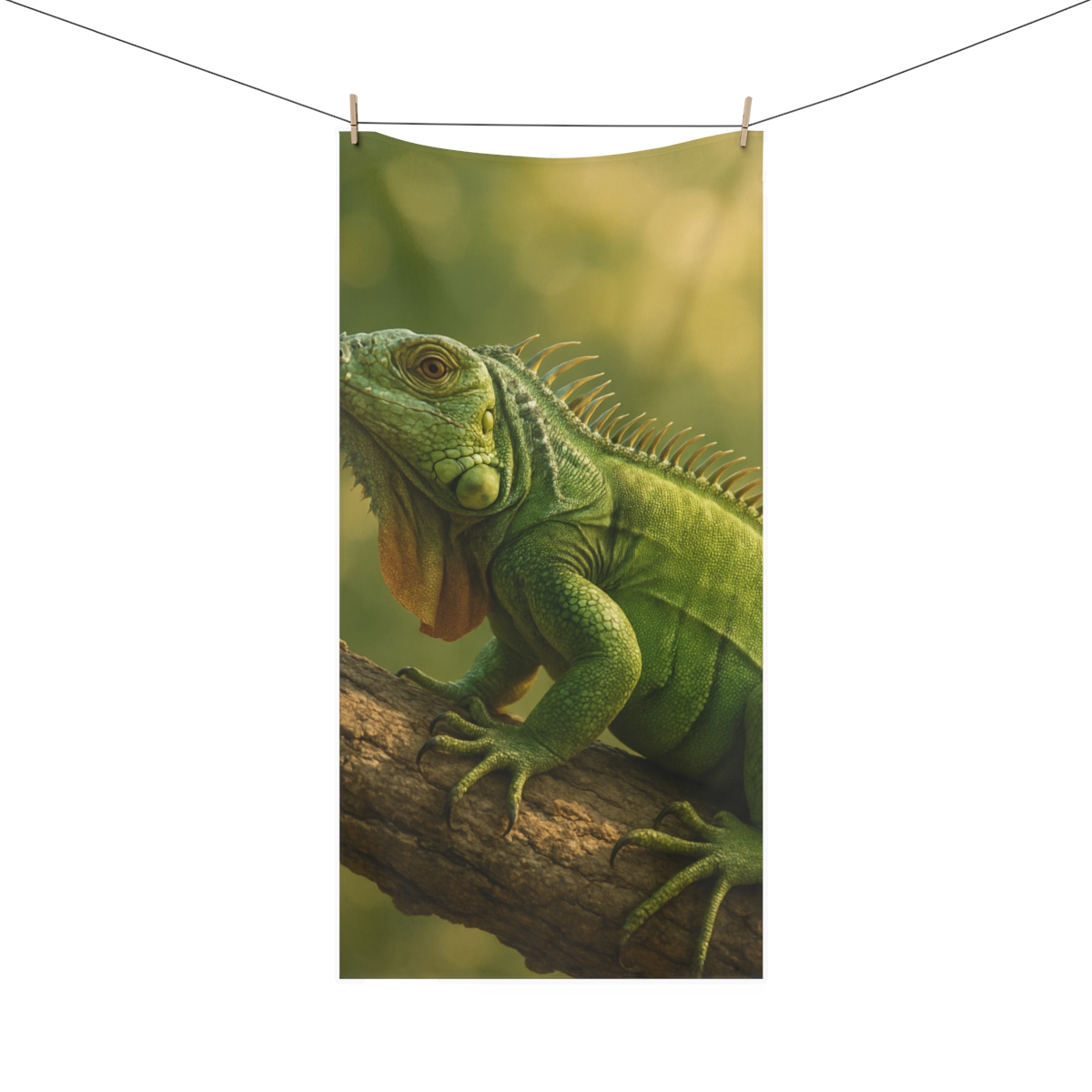 Sunlit Armor Green Iguana stylish beach towels
